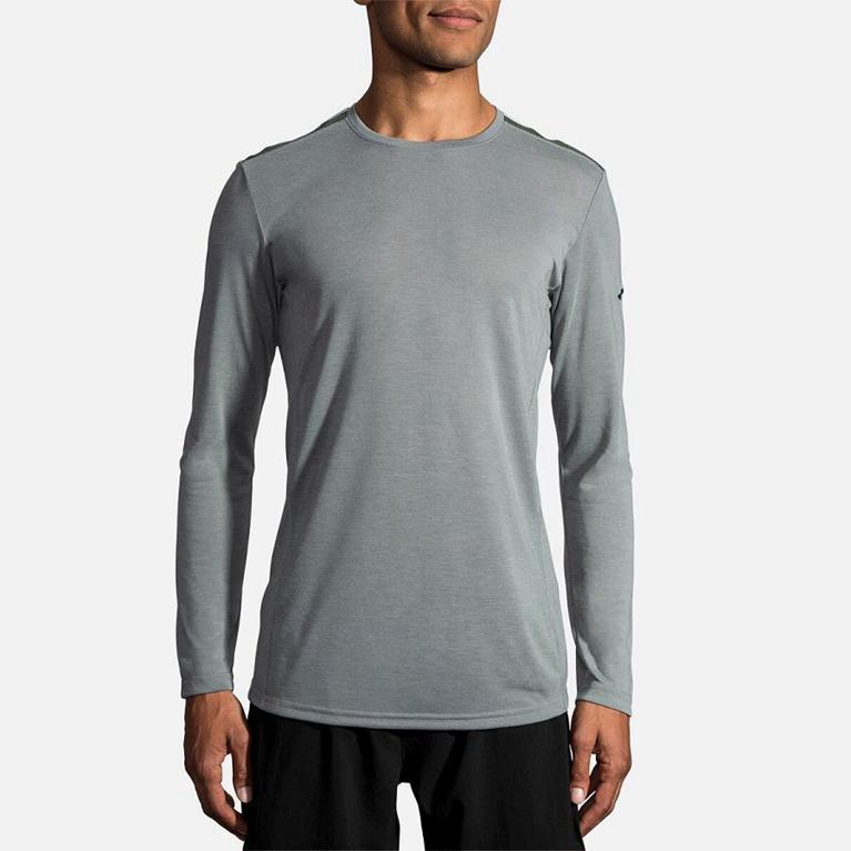 Brooks Distance - Mens Long Sleeve Running Shirt - Green (25307XYKG)